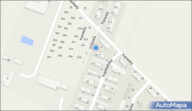 Dąbrowa, Kapitańska, 8, mapa Dąbrowa