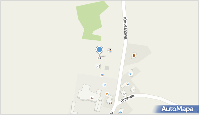 Dąbrowa, Kasztanowa, 43, mapa Dąbrowa