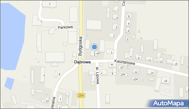 Dąbrowa, Kasztanowa, 1, mapa Dąbrowa