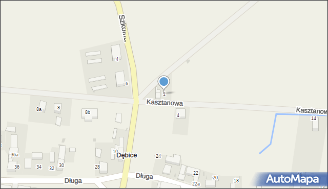 Dębice, Kasztanowa, 1, mapa Dębice