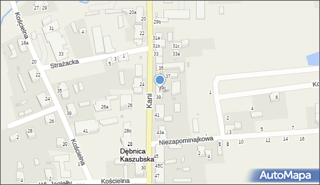 Dębnica Kaszubska, Kani Antoniego, ks., 39a, mapa Dębnica Kaszubska