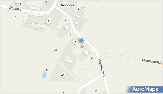 Dębogóra, Kasztanowa, 10, mapa Dębogóra