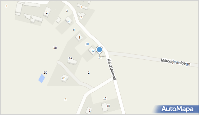 Dębogóra, Kasztanowa, 14, mapa Dębogóra