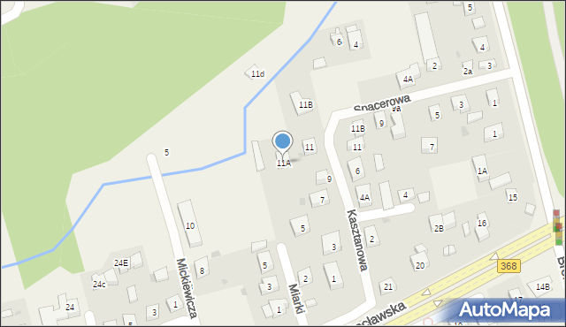 Długołęka, Kasztanowa, 11A, mapa Długołęka
