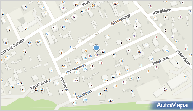 Długosiodło, Kasztanowa, 14, mapa Długosiodło