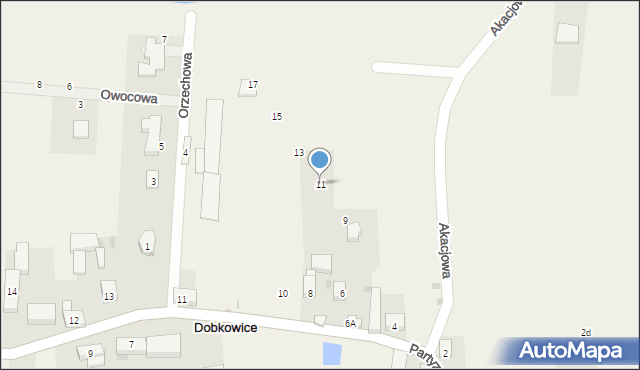 Dobkowice, Kasztanowa, 11, mapa Dobkowice