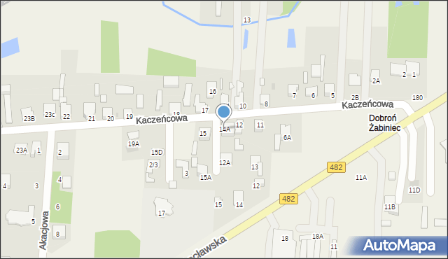 Dobroń, Kaczeńcowa, 14A, mapa Dobroń