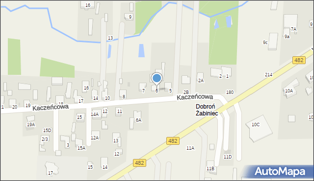 Dobroń, Kaczeńcowa, 6, mapa Dobroń