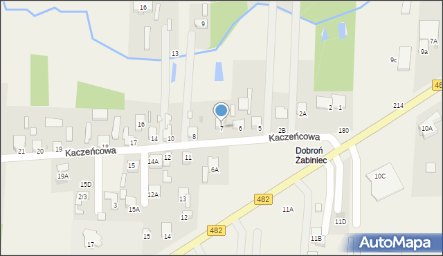 Dobroń, Kaczeńcowa, 7, mapa Dobroń