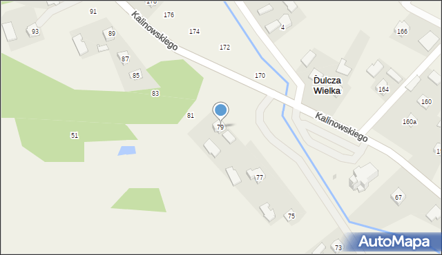 Dulcza Wielka, Kalinowskiego, ks., 79, mapa Dulcza Wielka