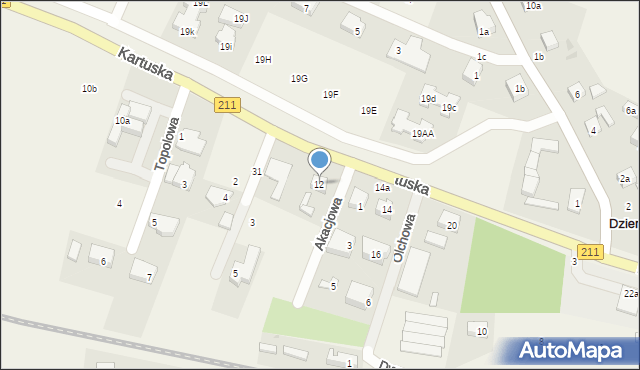 Dzierżążno, Kartuska, 12, mapa Dzierżążno