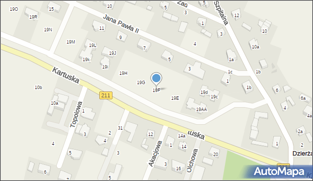 Dzierżążno, Kartuska, 19F, mapa Dzierżążno