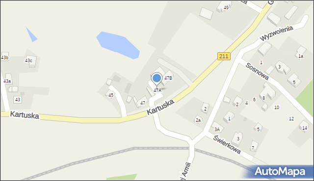 Dzierżążno, Kartuska, 47A, mapa Dzierżążno