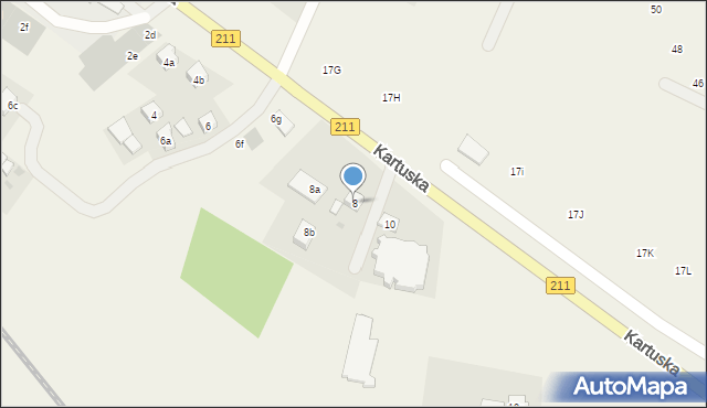 Dzierżążno, Kartuska, 8, mapa Dzierżążno