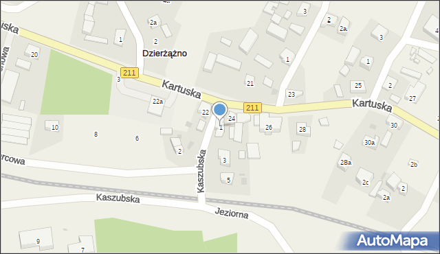 Dzierżążno, Kaszubska, 1, mapa Dzierżążno