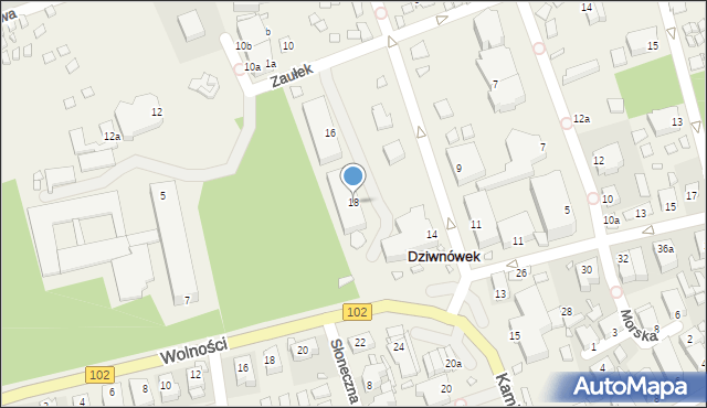 Dziwnówek, Kamieńska, 18, mapa Dziwnówek