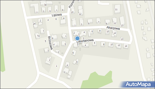 Dźwirzyno, Kasztanowa, 2, mapa Dźwirzyno