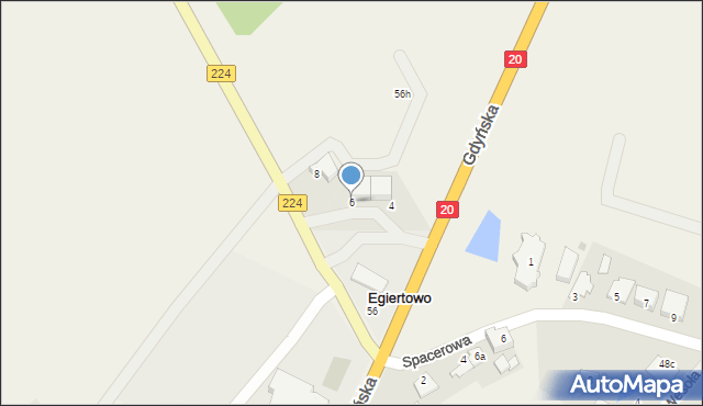 Egiertowo, Kartuska, 6, mapa Egiertowo