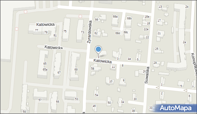 Elbląg, Katowicka, 1, mapa Elbląga