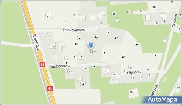 Emilia, Kasztanowa, 9, mapa Emilia