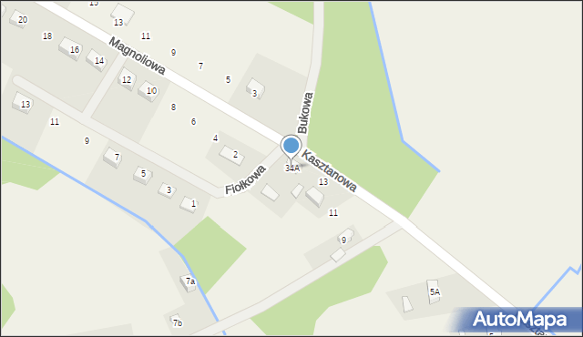 Franciszków, Kasztanowa, 34A, mapa Franciszków