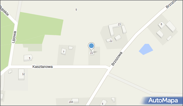Gąbino, Kasztanowa, 11, mapa Gąbino