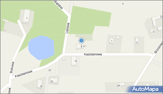 Gąbino, Kasztanowa, 5, mapa Gąbino