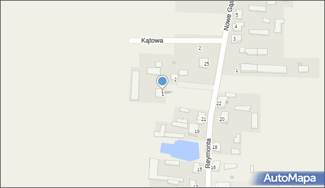 Gąsewo Poduchowne, Kątowa, 1, mapa Gąsewo Poduchowne