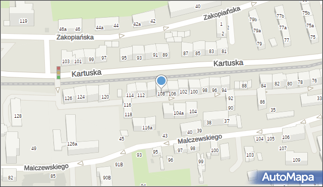 Gdańsk, Kartuska, 108, mapa Gdańska