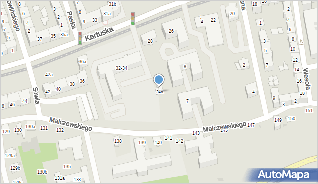 Gdańsk, Kartuska, 34a, mapa Gdańska