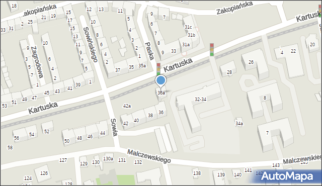 Gdańsk, Kartuska, 36a, mapa Gdańska