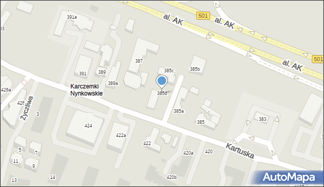 Gdańsk, Kartuska, 385d, mapa Gdańska