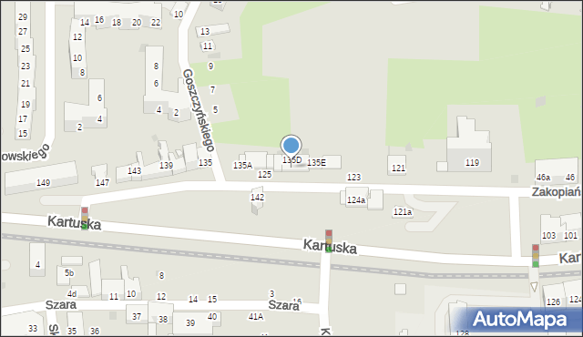 Gdańsk, Kartuska, 135a-f, mapa Gdańska