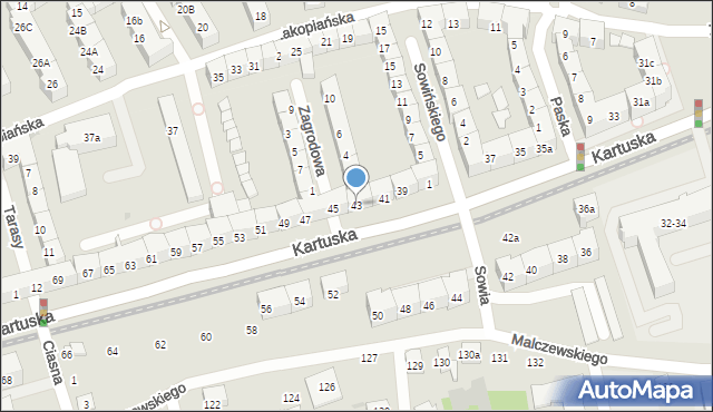 Gdańsk, Kartuska, 43, mapa Gdańska