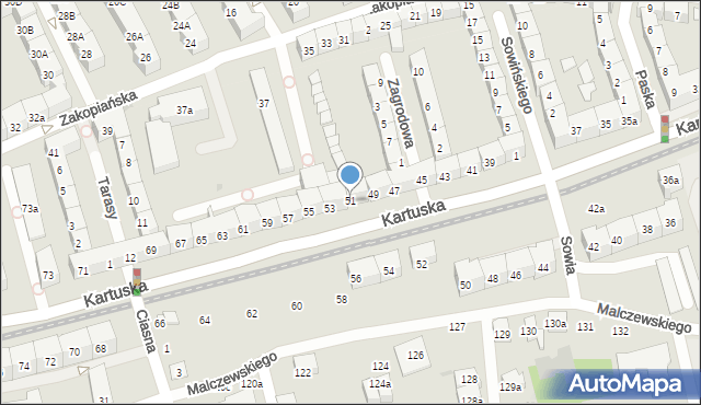 Gdańsk, Kartuska, 51, mapa Gdańska