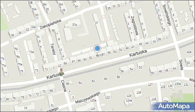 Gdańsk, Kartuska, 59, mapa Gdańska