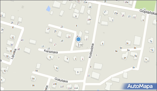 Gdańsk, Karsińska, 2, mapa Gdańska
