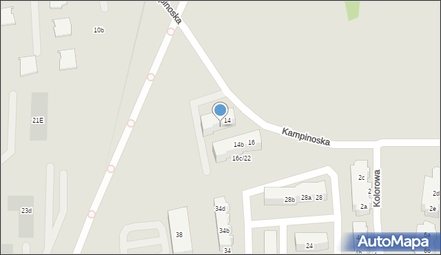 Gdańsk, Kampinoska, 14a, mapa Gdańska