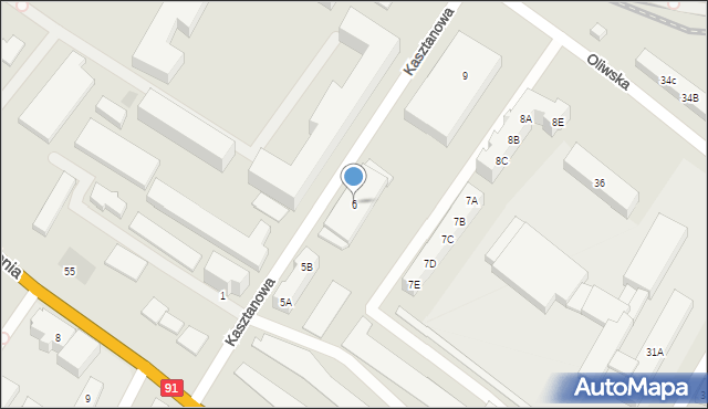 Gdańsk, Kasztanowa, 6, mapa Gdańska