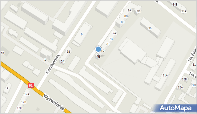 Gdańsk, Kasztanowa, 7E, mapa Gdańska