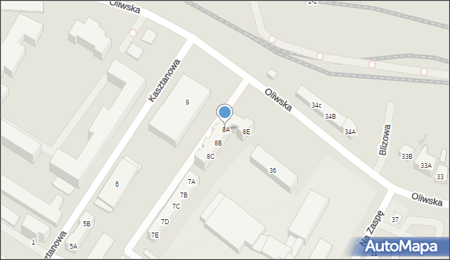 Gdańsk, Kasztanowa, 8A, mapa Gdańska