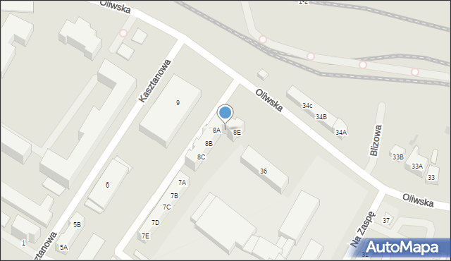 Gdańsk, Kasztanowa, 8F, mapa Gdańska