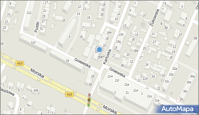 Gdynia, Kartuska, 20A, mapa Gdyni