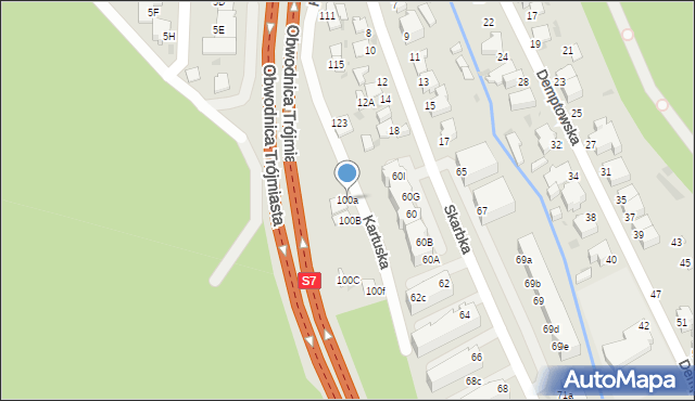 Gdynia, Kartuska, 100a, mapa Gdyni