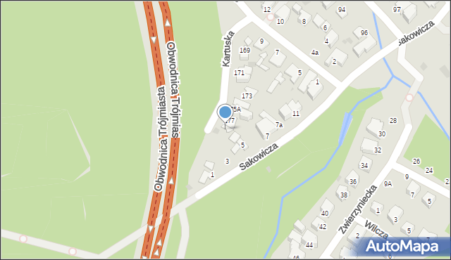 Gdynia, Kartuska, 177A, mapa Gdyni