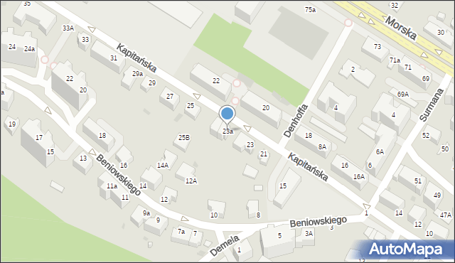 Gdynia, Kapitańska, 23a, mapa Gdyni