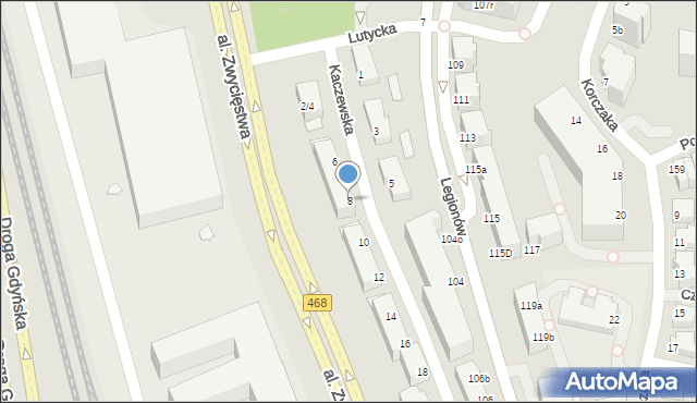 Gdynia, Kaczewska, 8, mapa Gdyni