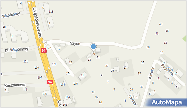 Giebułtów, Karcza Jana, gen., 19, mapa Giebułtów