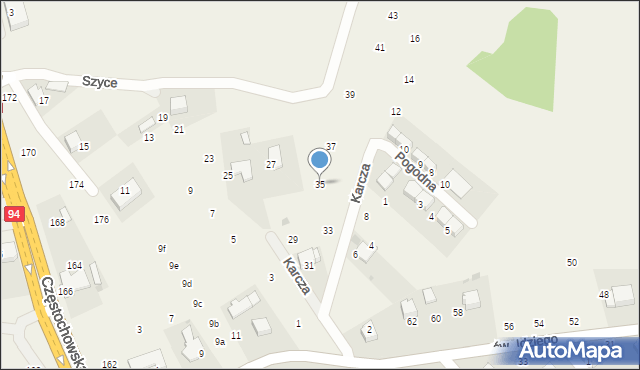 Giebułtów, Karcza Jana, gen., 35, mapa Giebułtów