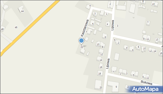 Glincz, Kasztanowa, 11, mapa Glincz